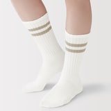婦人　足なり直角　履き口やわらか　くしゅっと履ける　リブ編み靴下（ライン）