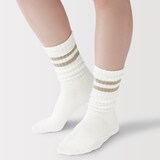 婦人　足なり直角　履き口やわらか　くしゅっと履ける　リブ編み靴下（ライン）