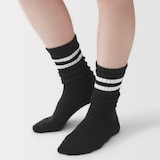 婦人　足なり直角　履き口やわらか　くしゅっと履ける　リブ編み靴下（ライン）