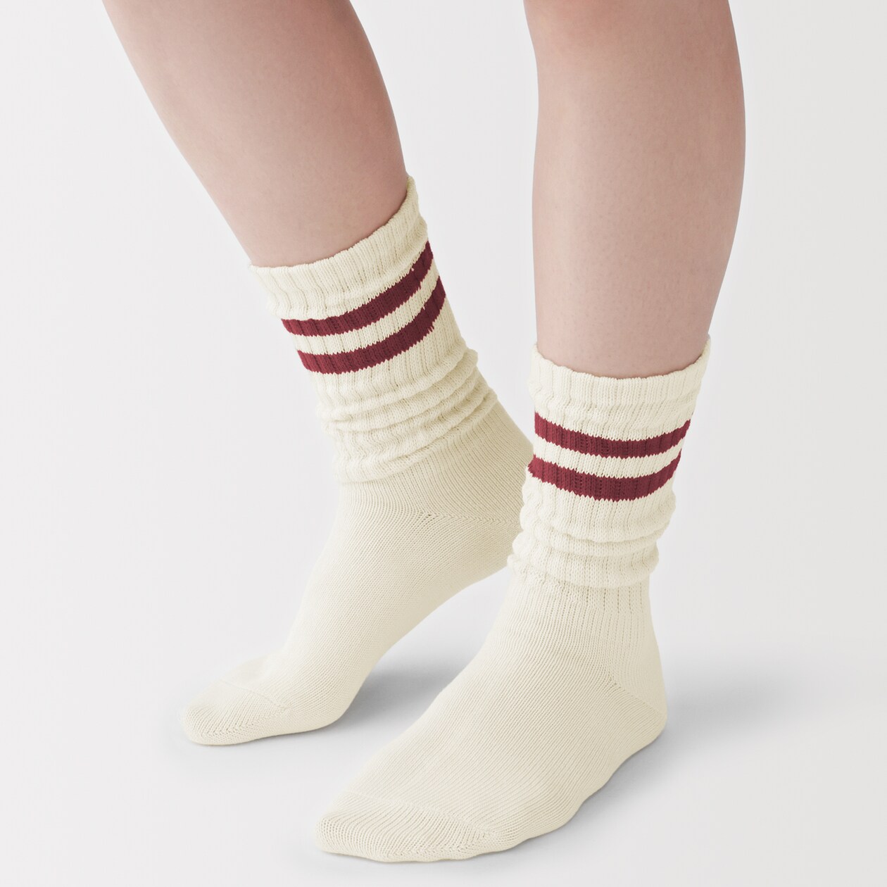婦人　足なり直角　履き口やわらか　くしゅっと履ける　リブ編み靴下（ライン）