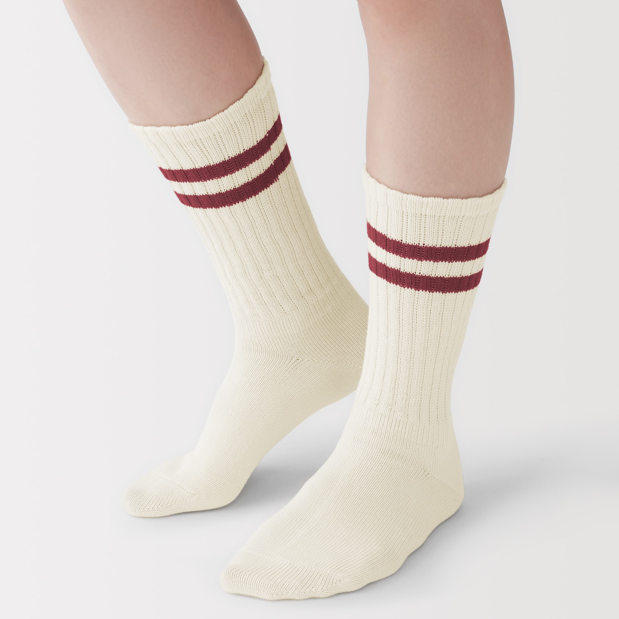 婦人　足なり直角　履き口やわらか　くしゅっと履ける　リブ編み靴下（ライン）