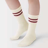 婦人　足なり直角　履き口やわらか　くしゅっと履ける　リブ編み靴下（ライン）