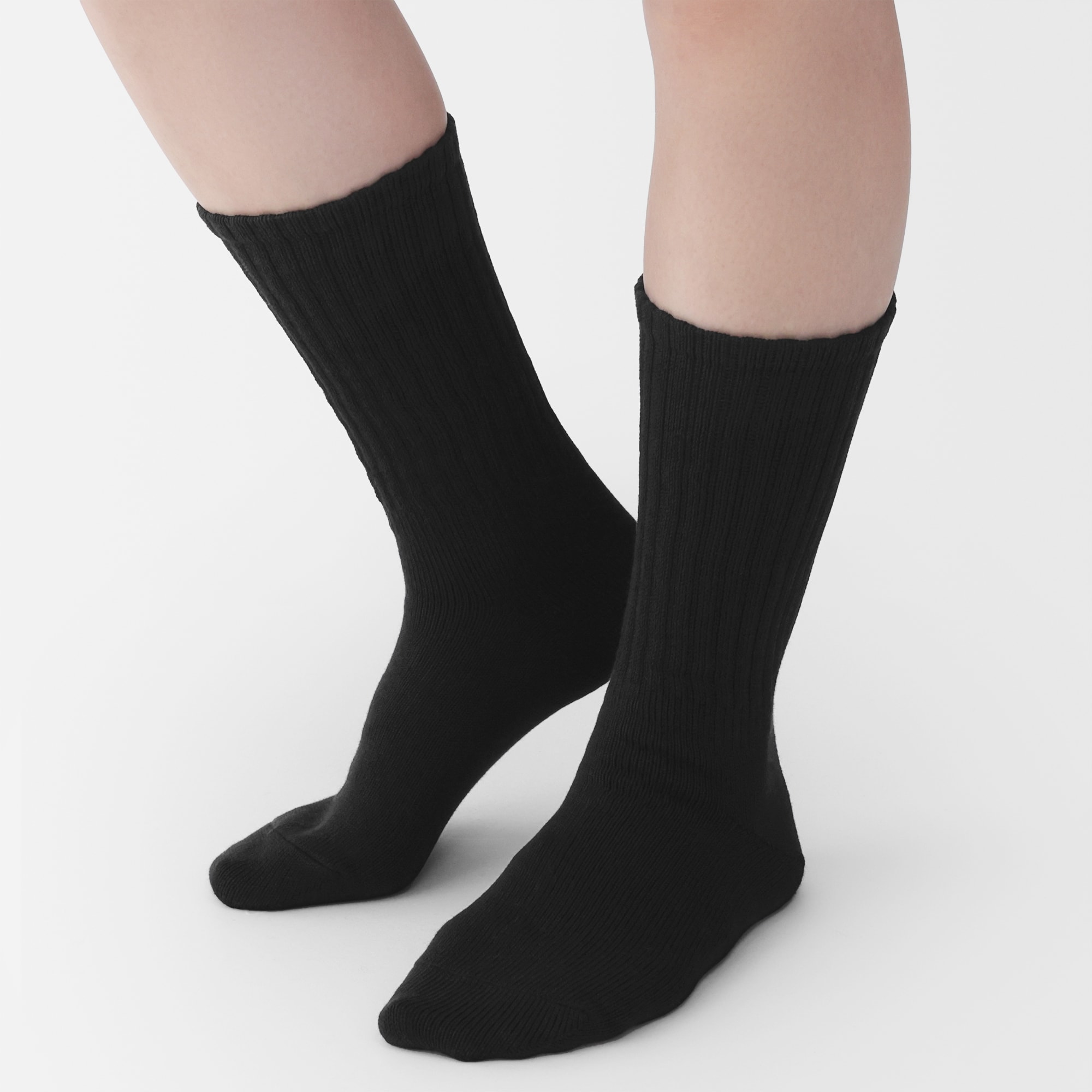 婦人　足なり直角　履き口やわらか　くしゅっと履ける　リブ編み靴下