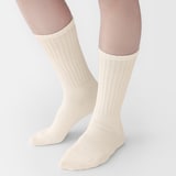 婦人　足なり直角　履き口やわらか　くしゅっと履ける　リブ編み靴下