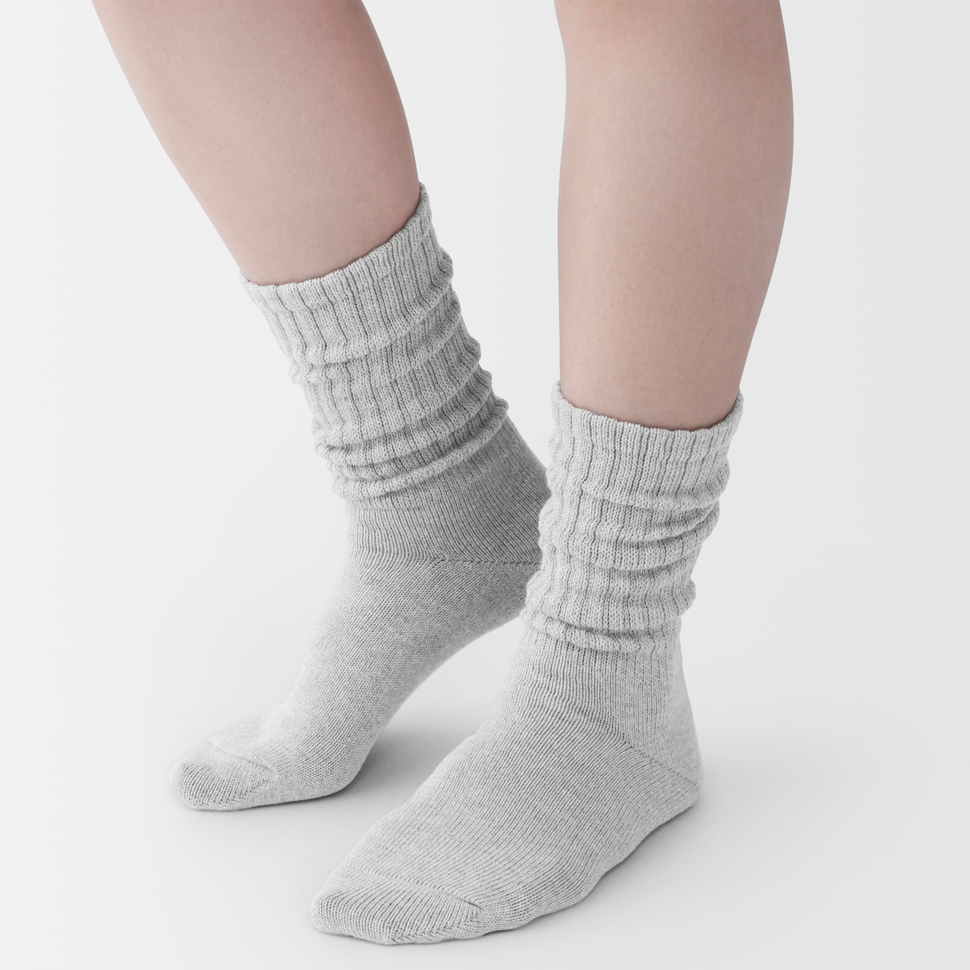 婦人 足なり直角 履き口やわらか くしゅっと履ける リブ編み靴下 ※杢色