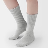 婦人　足なり直角　履き口やわらか　くしゅっと履ける　リブ編み靴下　※杢色