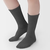 婦人　足なり直角　履き口やわらか　くしゅっと履ける　リブ編み靴下　※杢色