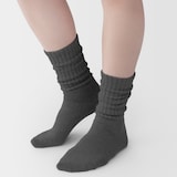 婦人　足なり直角　履き口やわらか　くしゅっと履ける　リブ編み靴下　※杢色