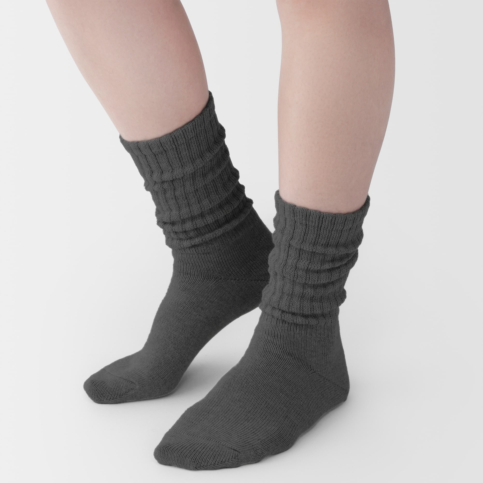 婦人　足なり直角　履き口やわらか　くしゅっと履ける　リブ編み靴下　※杢色