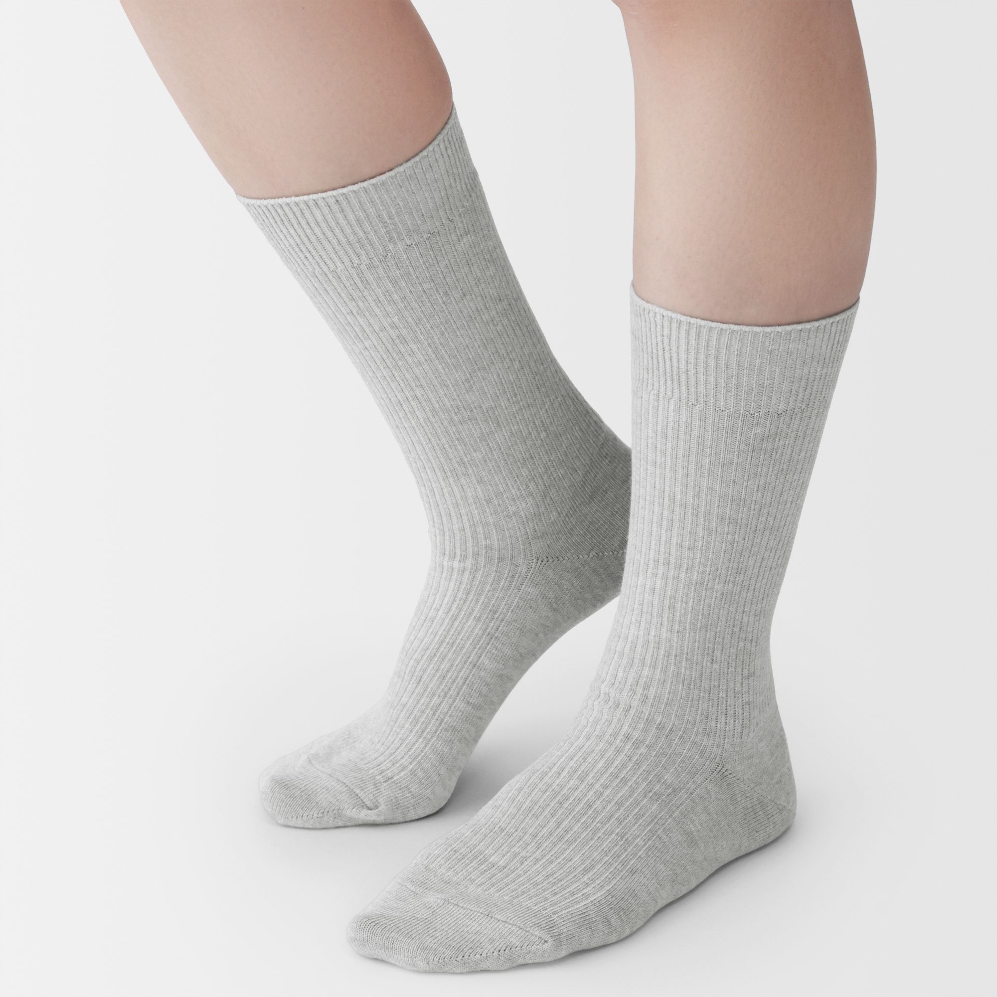 婦人　足なり直角　リブ編み靴下※杢色