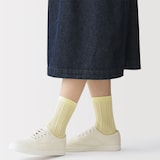 婦人　足なり直角　履き口やわらか　レーヨン混薄手　透かし編み靴下