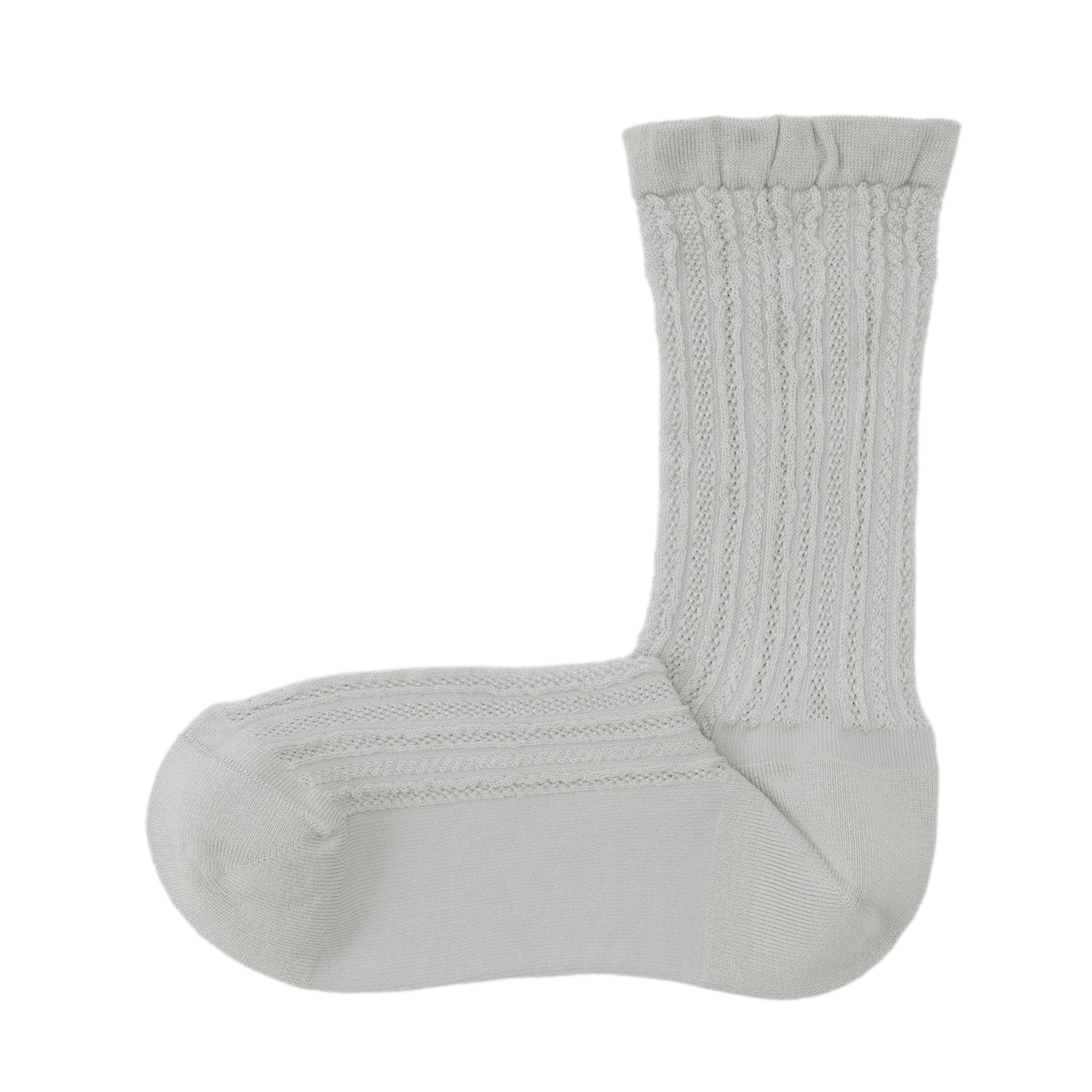 婦人　足なり直角　履き口やわらか　レーヨン混薄手　透かし編み靴下