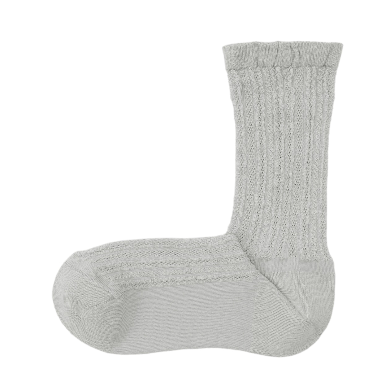 婦人　足なり直角　履き口やわらか　レーヨン混薄手　透かし編み靴下