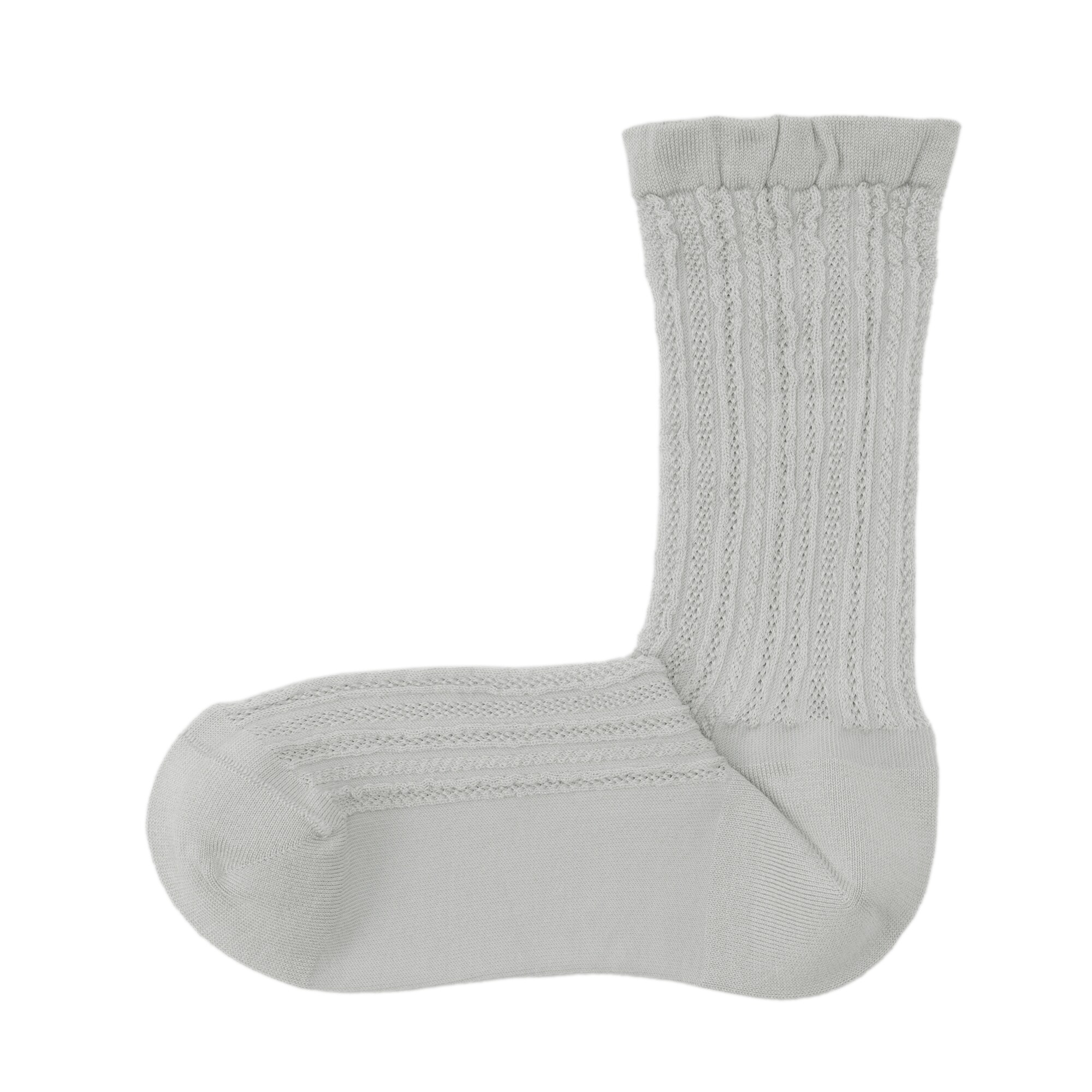 婦人　足なり直角　履き口やわらか　レーヨン混薄手　透かし編み靴下