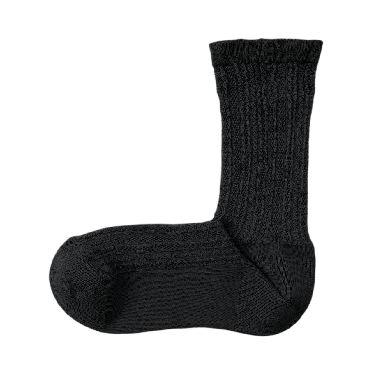 婦人　足なり直角　履き口やわらか　レーヨン混薄手　透かし編み靴下