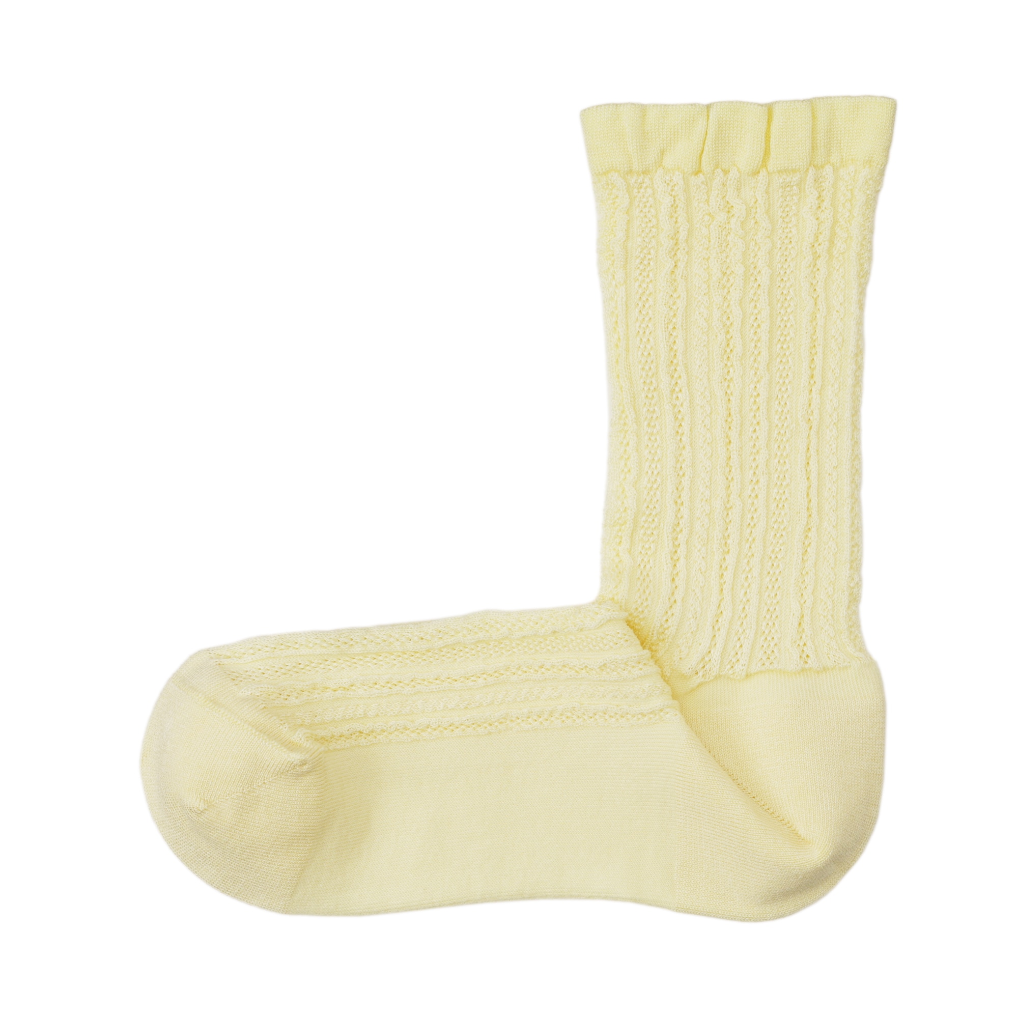 婦人　足なり直角　履き口やわらか　レーヨン混薄手　透かし編み靴下