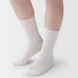 婦人　足なり直角　履き口やわらか　ほぼ綿で編んだ　リブ編み靴下