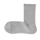 婦人　足なり直角　履き口やわらか　ほぼ綿で編んだ　リブ編み靴下
