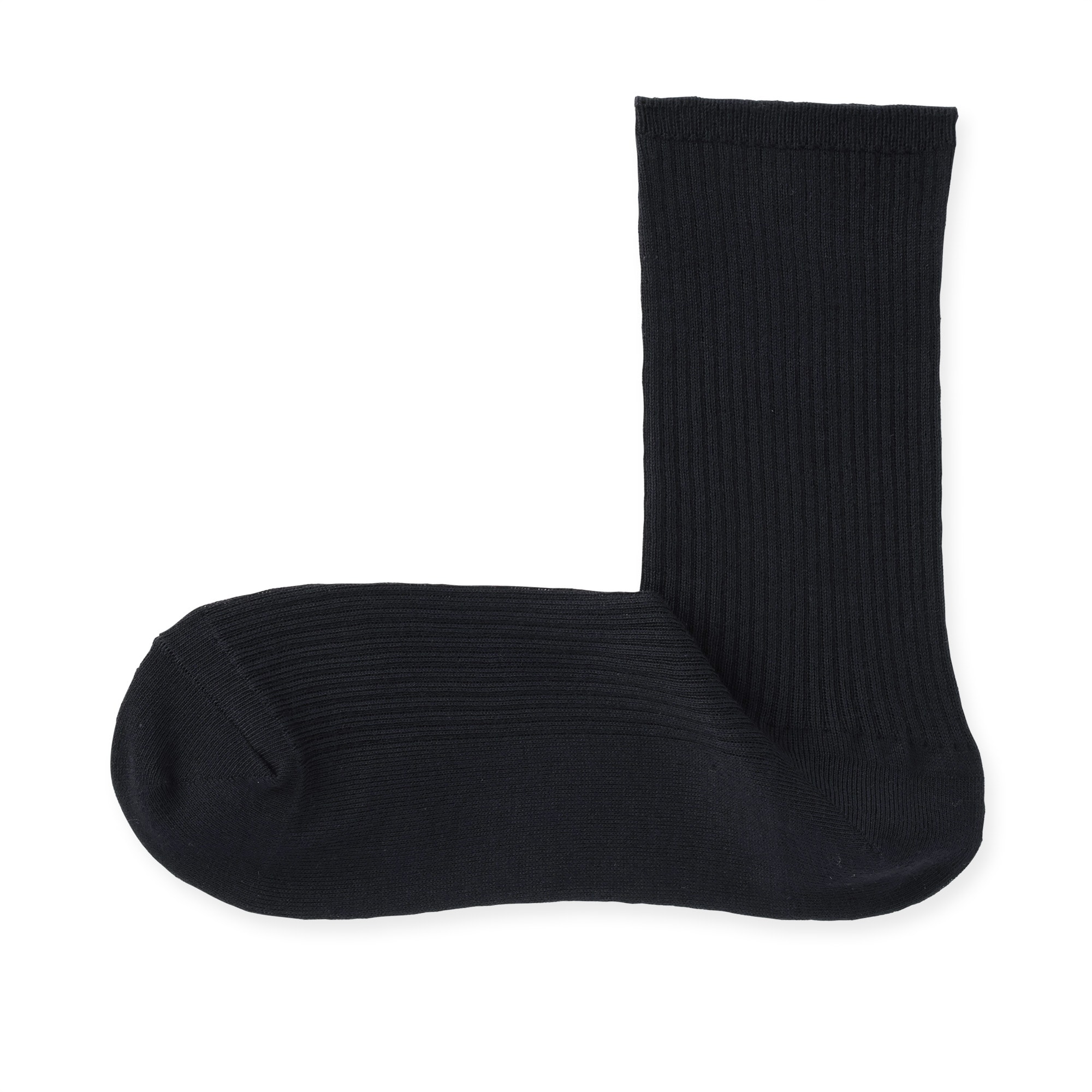 婦人　足なり直角　履き口やわらか　ほぼ綿で編んだ　リブ編み靴下