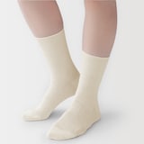 婦人　足なり直角　履き口やわらか　ほぼ綿で編んだ　リブ編み靴下