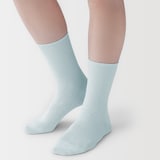 婦人　足なり直角　履き口やわらか　ほぼ綿で編んだ　リブ編み靴下