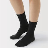 婦人　足なり直角　履き口やわらか　なめらか薄手　トップロール靴下