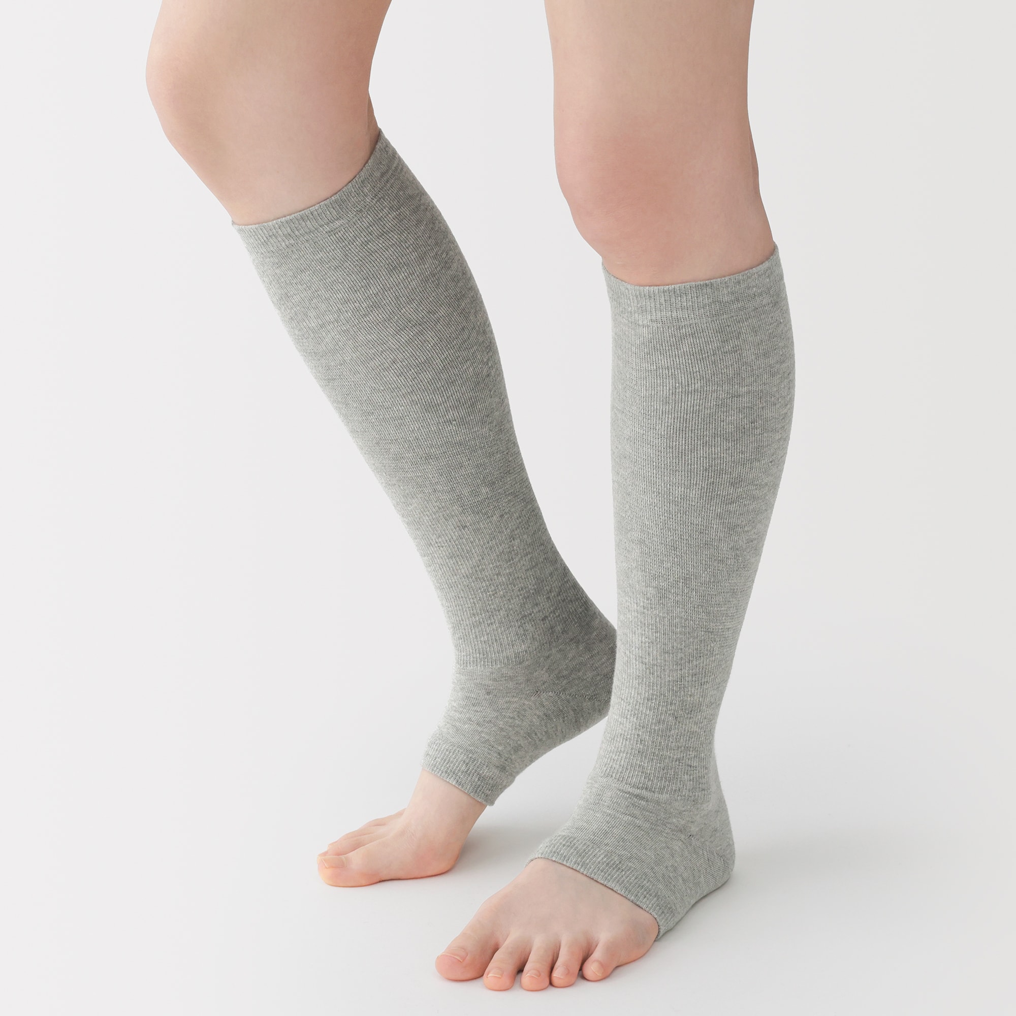 婦人　足なり直角　つま先なし　着圧ハイソックス