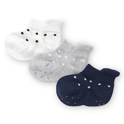 ベビー　足なり直角　スニーカーイン（柄・３足組）