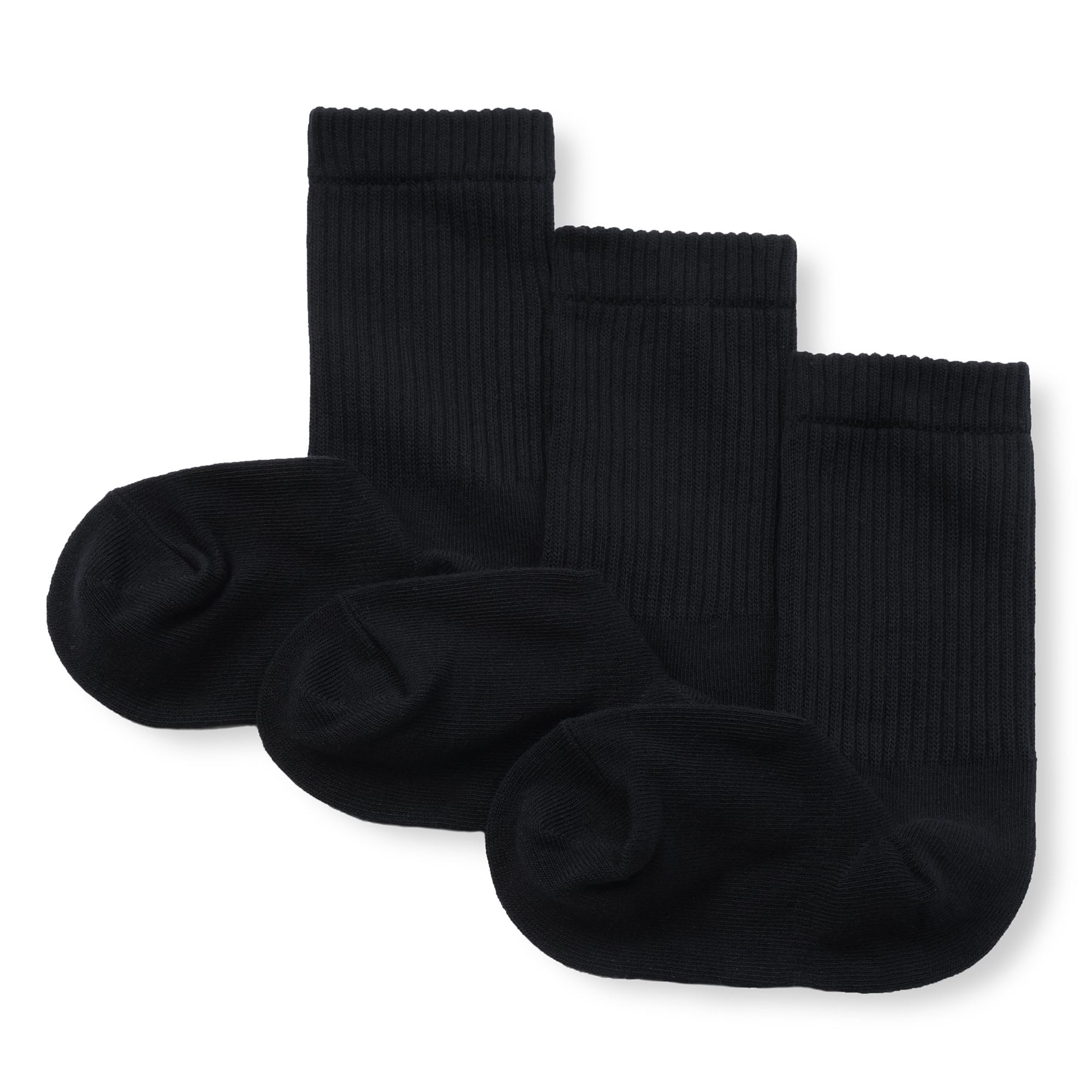 キッズ　足なり直角　リブ靴下（３足組）