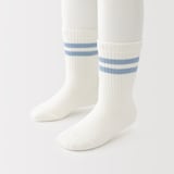 キッズ　足なり直角　リブ靴下（ライン・３足組）