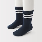 キッズ　足なり直角　リブ靴下（ライン・３足組）