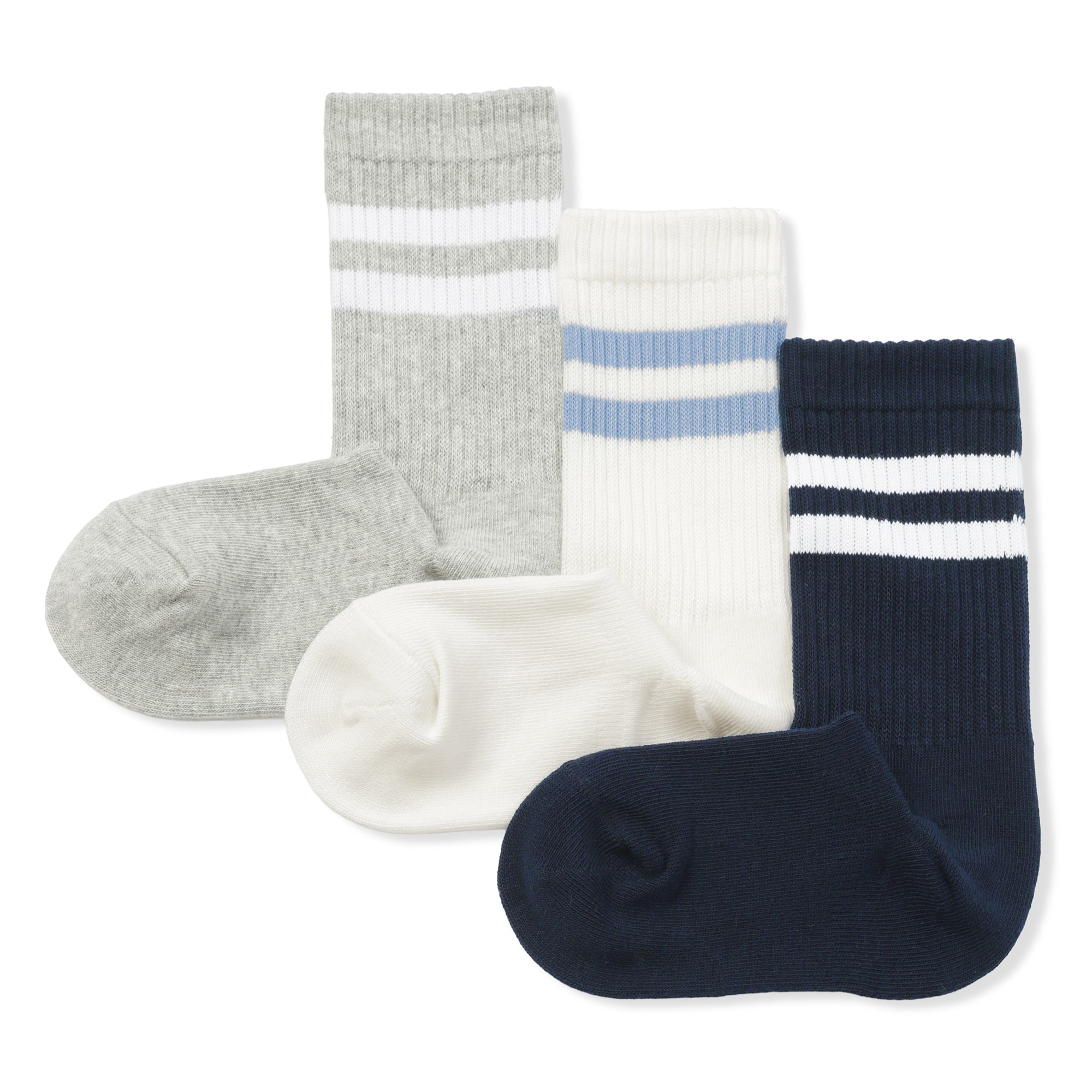 キッズ　足なり直角　リブ靴下（ライン・３足組）