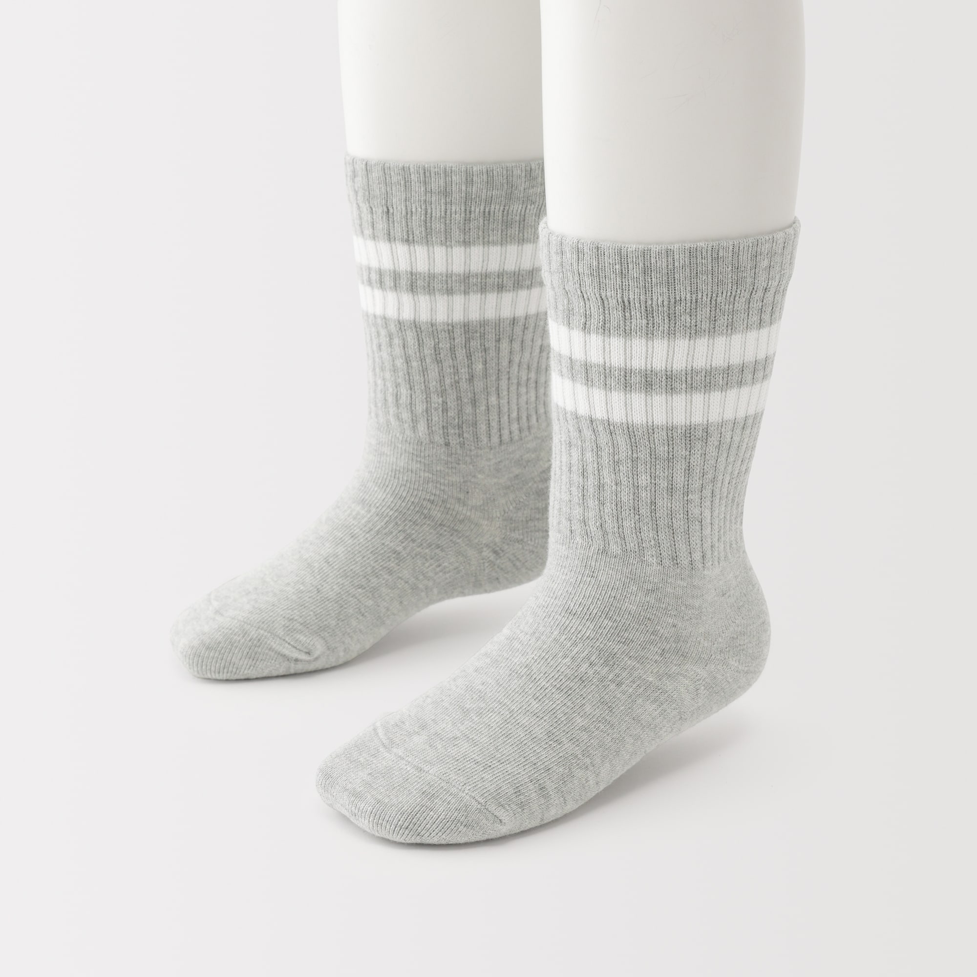 キッズ　足なり直角　リブ靴下（ライン・３足組）