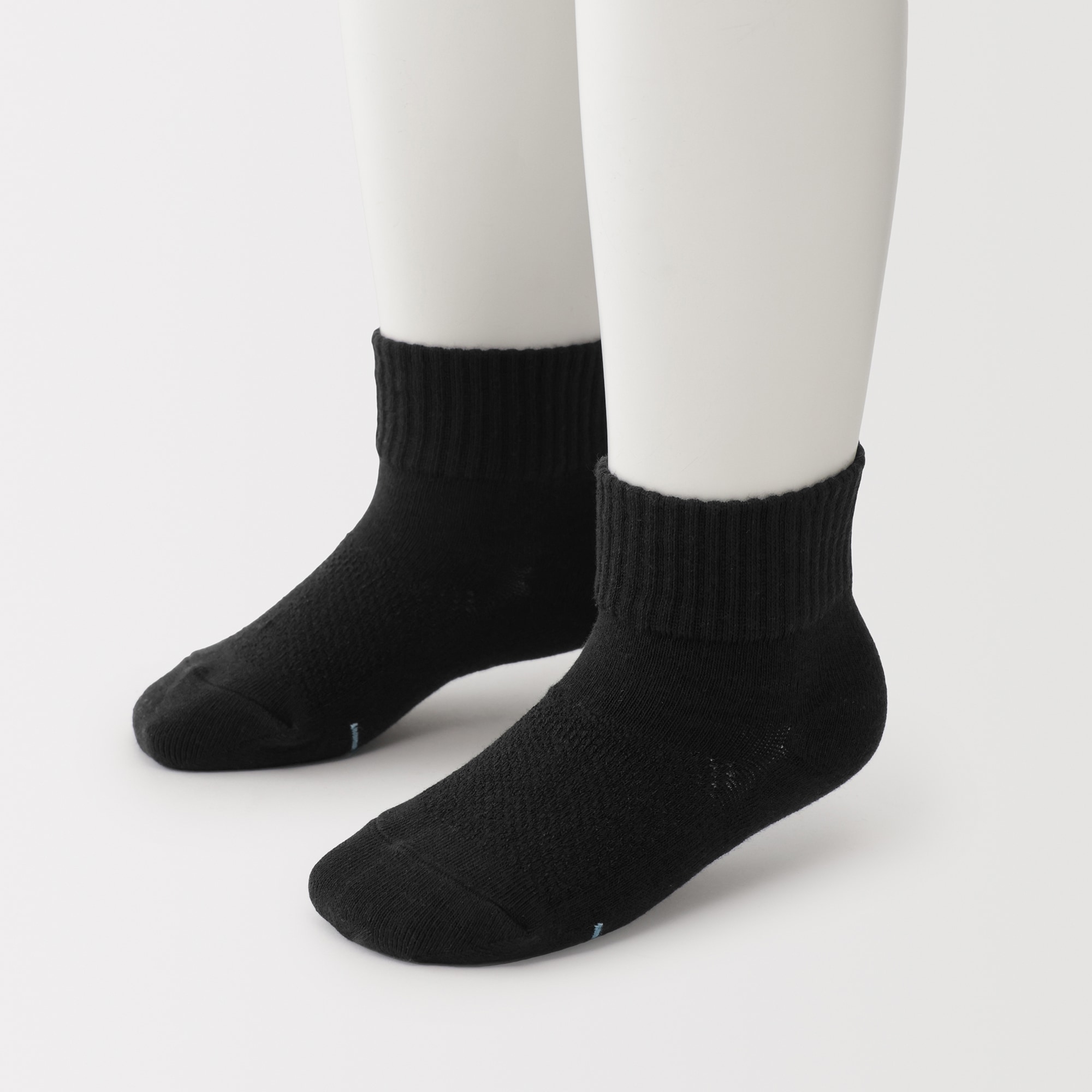 キッズ　足なり直角　さらっと綿　ショート丈靴下（３足組）