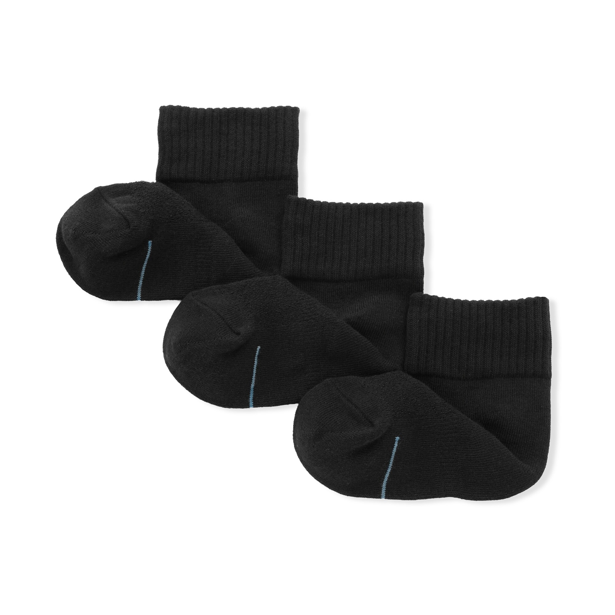 キッズ　足なり直角　さらっと綿　ショート丈靴下（３足組）