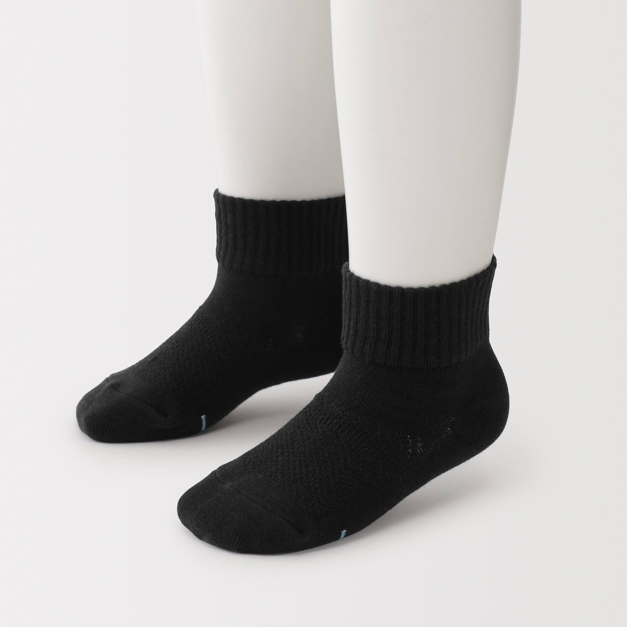 キッズ　足なり直角　さらっと綿　ショート丈靴下（３足組）