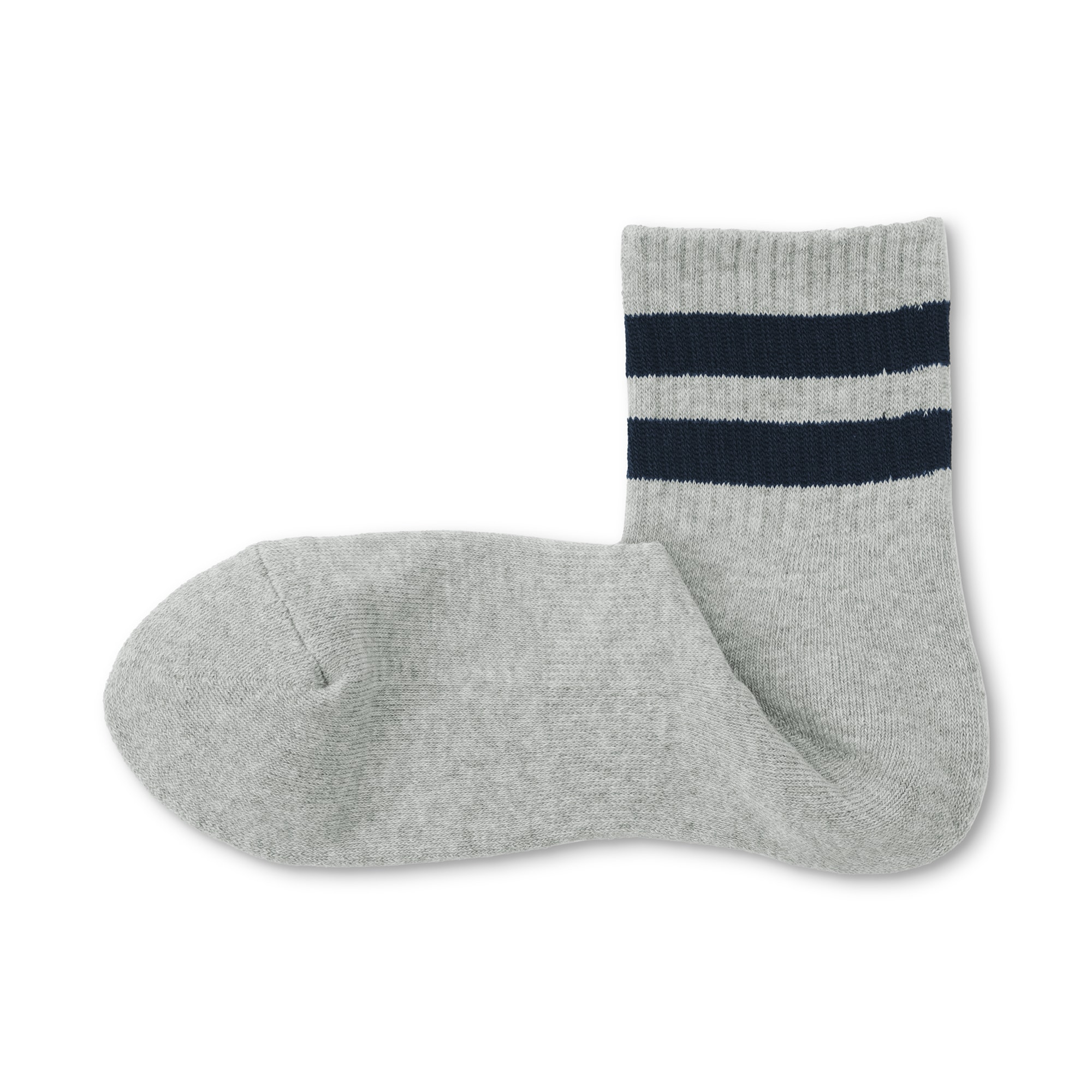 紳士　足なり直角　パイル編み　ショート丈靴下（ライン）