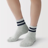 紳士　足なり直角　パイル編み　ショート丈靴下（ライン）