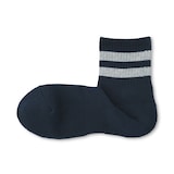 紳士　足なり直角　パイル編み　ショート丈靴下（ライン）