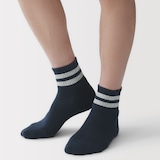 紳士　足なり直角　パイル編み　ショート丈靴下（ライン）