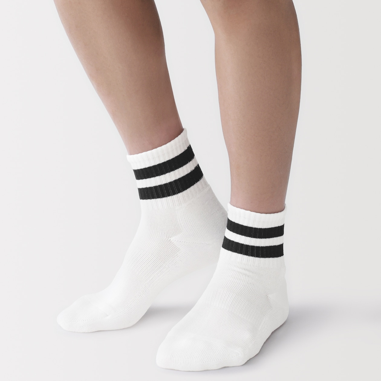 紳士　足なり直角　パイル編み　ショート丈靴下（ライン）