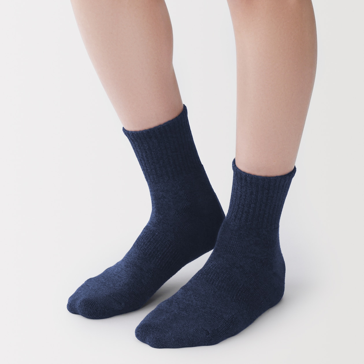 紳士　足なり直角　パイル編み　ショート丈靴下（無地）