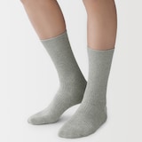 紳士　足なり直角　ズレ落ちにくいリブ編み靴下　※再生コットン