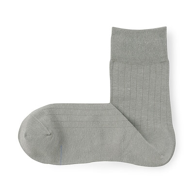 【２月下旬発売予定】紳士　足なり直角　さらっと綿　ショート丈ビジネス靴下（ストライプ柄）