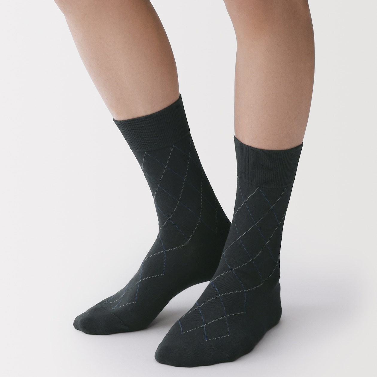 紳士　足なり直角　斜めチェック柄ビジネス靴下