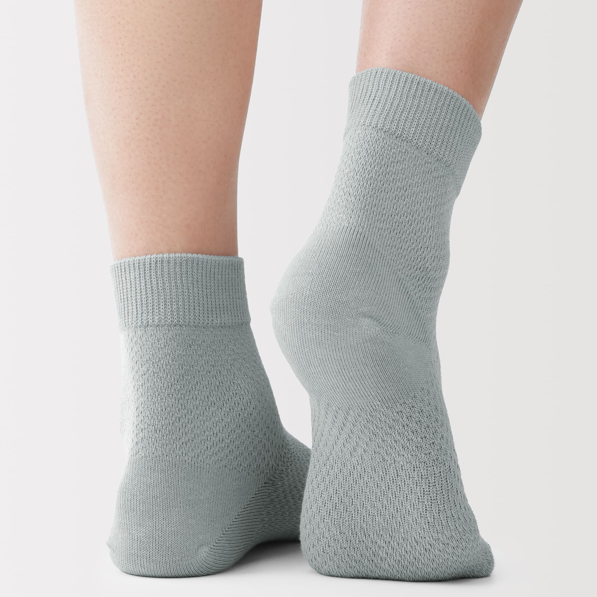 紳士　足なり直角　総メッシュ　さらっと綿　ショート丈靴下