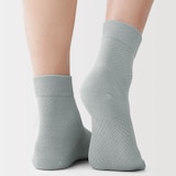 紳士　足なり直角　総メッシュ　さらっと綿　ショート丈靴下