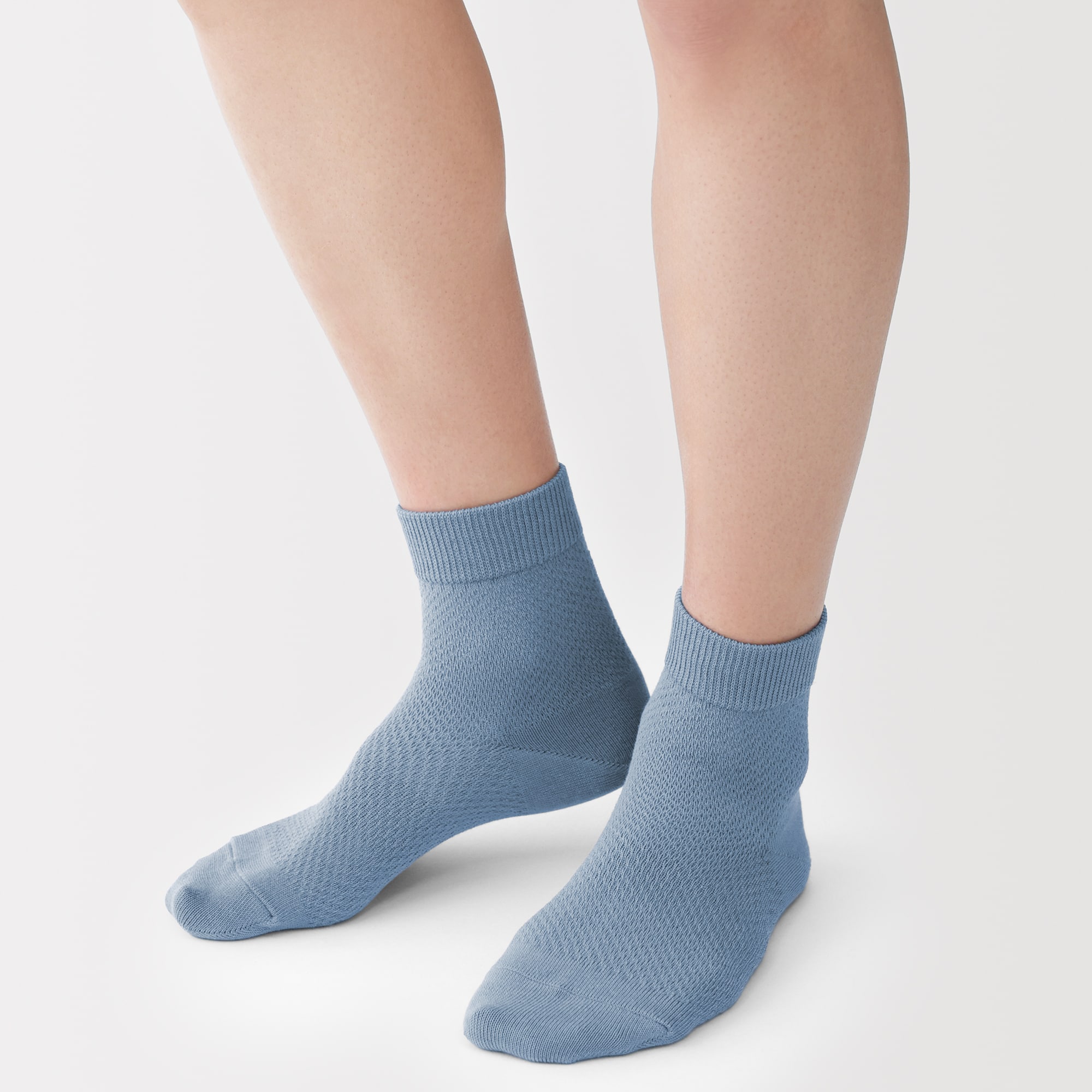 紳士　足なり直角　総メッシュ　さらっと綿　ショート丈靴下