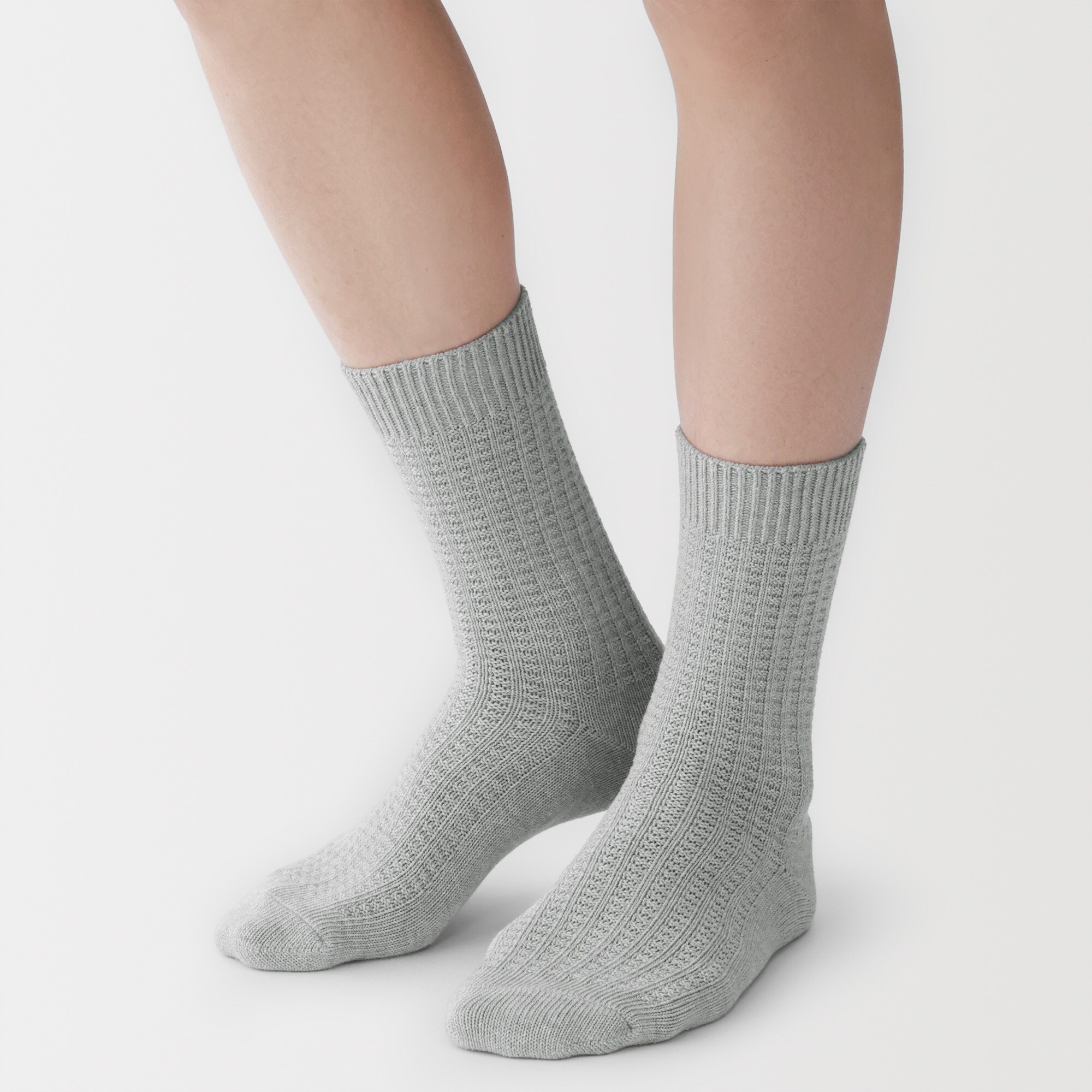 紳士　足なり直角　ワッフル編み　靴下