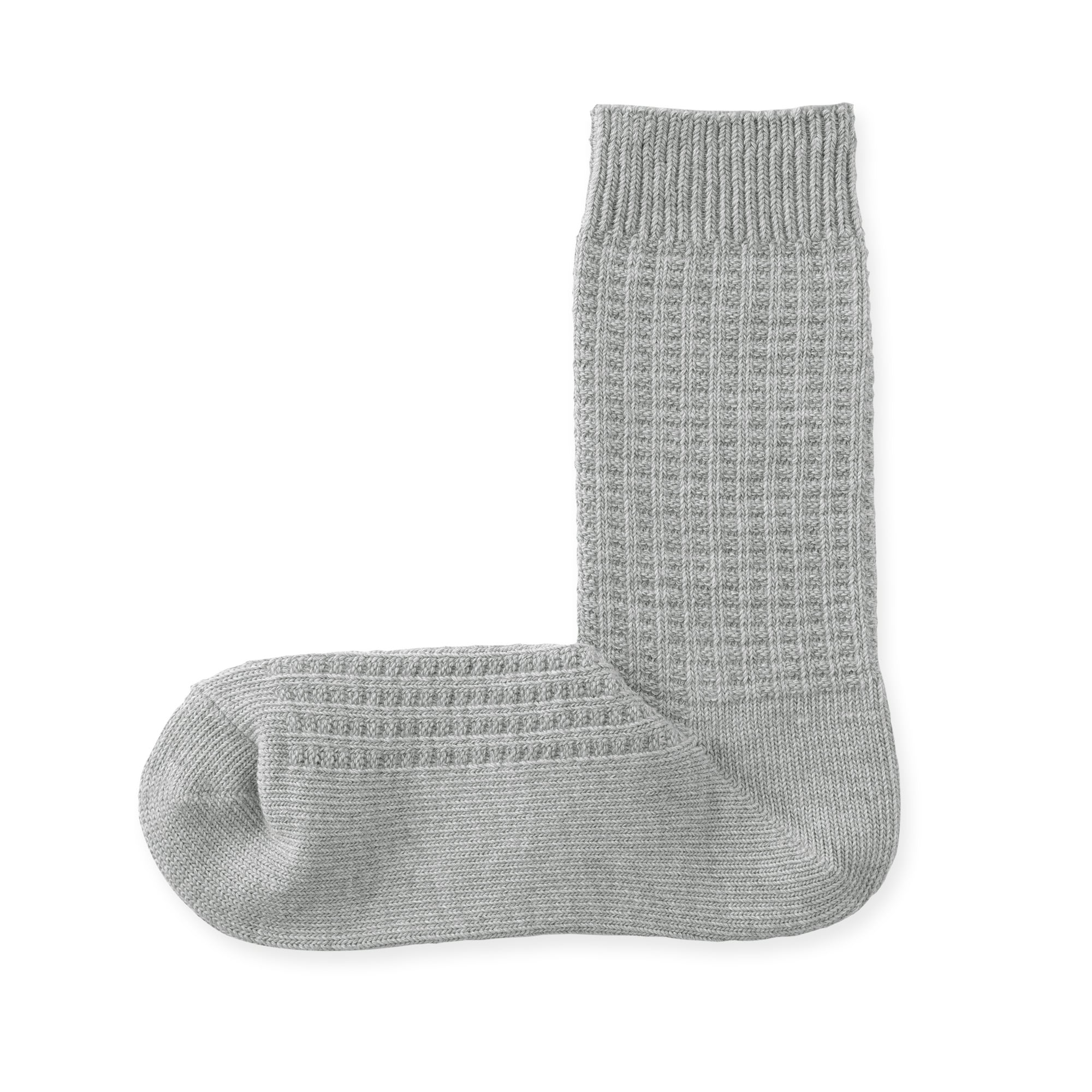 紳士　足なり直角　ワッフル編み　靴下